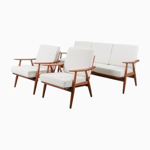 GE270 3-Seat Sofa and Easy Chairs by Hans Wegner for Getama, Set of 3