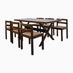 Dining Table Set with Wenge Chairs by Martin Visser, Set of 7