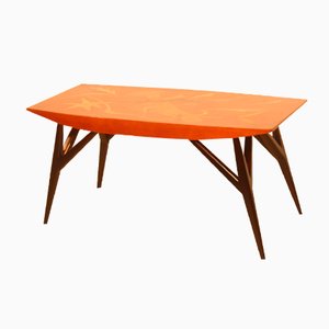 Italian Coffee Table with Wooden Inlays by Luigi Scremin, 1950