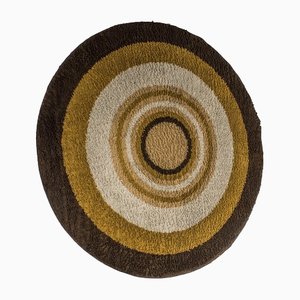 Vintage Round Rug in Brown