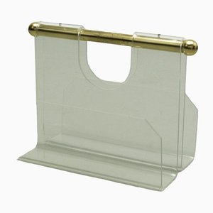 Magazine Holder in Acrylic Glass and Brass