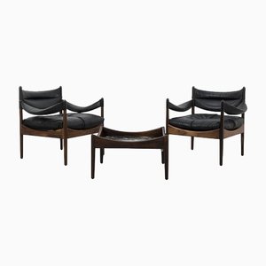 Armchairs & Coffee Table by Kristian Solmer Vedel for Søren Willadsen, Set of 3