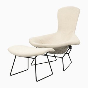 Bird Chair with Ottoman by Harry Bertoia, Set of 2