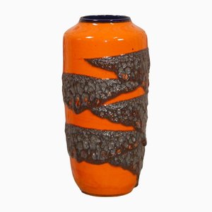 Orange Fat Lava Model 517-45 Floor Vase from Scheurich, 1970s