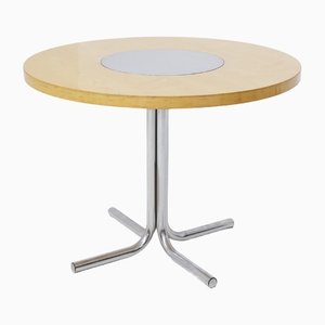 Italian Round Table in Steel and Wood by Gae Aulenti for Elam, 1950s