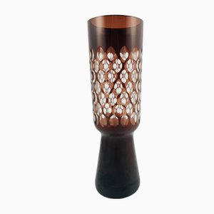 Grand Vase en Verre Teinté Marron, 1960s