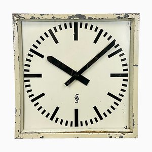 Large Industrial Beige Factory Wall Clock from Siemens, 1950s
