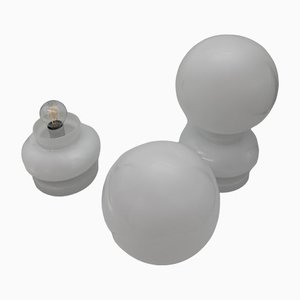 Weiße Vintage Tischlampen aus Muranoglas, 1969, 2er Set