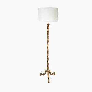 Wrought & Gilded Iron Floor Lamp attributed to Maison Ramsay, 1940s