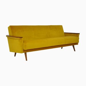 Velvet Daybed or Sofa with Fold-Out Function, 1950s