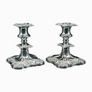 Antique Victorian Silver Plated Candlesticks, 1890s, Set of 2