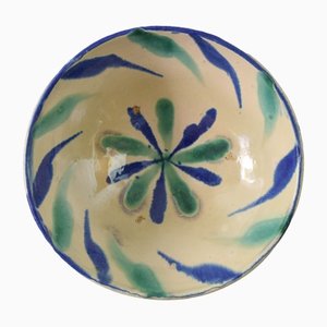 Antique Fajalauza Glazed Terracotta Ceramic Lebrillo Bowl, Spain, 1890s
