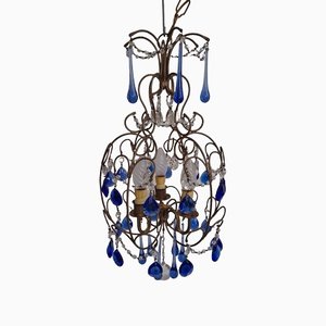 Vintage Italian Cage-Shaped Chandelier, 1940s