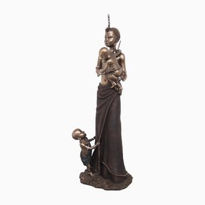 Statua africana Mama Africa Masai, edizione limitata, 2004, resina