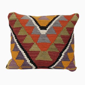 Funda de cojín Kilim vintage con decoración geométrica