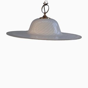 Lámpara de techo en forma de espiral blanca de cristal de Murano, años 60