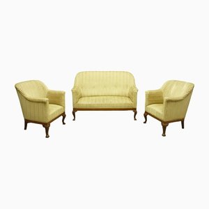 Antikes Sofa & Stühle aus Brokat, 1920er, 3er Set