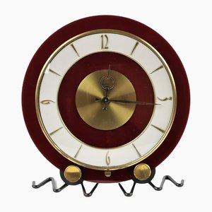 Pendule Bayard Rouge, Blanche et Dorée, 1960s