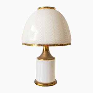 Italian Murano Glass and Brass Table Lamp by De Majo, 1970s