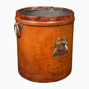 Antiker englischer Aufbewahrungsbehälter aus Leder, 1890er