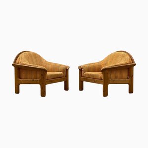 Scandinavian Pine Easy Lounge Chairs, 1970s, Set of 2