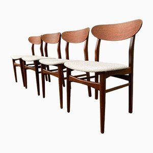 Mid-Century Danish Teak with Boucle Fabric Dining Chairs, 1960s