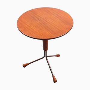 Vintage Teak and Copper Tripod Side Table attributed to Albert Larsson for Alberts Tibro, 1960s