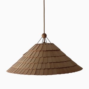 Large Boho Shogun Wood Pendant Folding Lamp by Wilhelm Vest