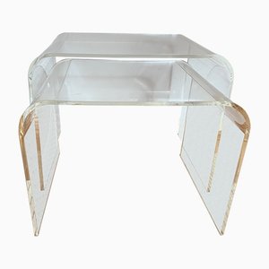 Tables en Verre Acrylique, France, 1970s, Set de 2