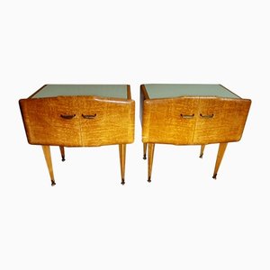 Vintage Nightstands with Glass Paste Top attributed to Ico Parisi, 1950s, Set of 2
