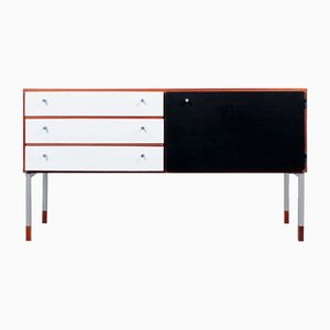 Small Black and White Teak Sideboard by Kho Liang Le & Wim Crouwel for Fristho, 1950s