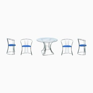 Space Age Wired Dining Chairs & Table, 1970s, Set of 5