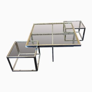 Nesting Tables in Chrome & Brass from Maison Charles, Set of 3