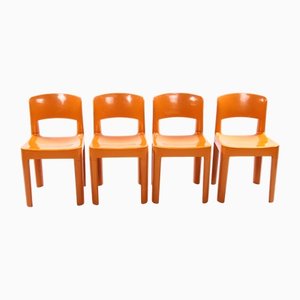 Spage Age Orange Chairs, France, 1970s, Set of 4