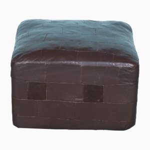 Space Age Ottoman Patchwork Leather Stool, 1960s