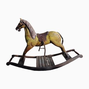 Cavallo a dondolo in legno, XIX secolo