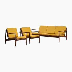 Scandinavian Teak Sofa and Armchairs, 1960s