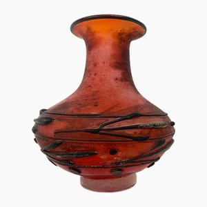 Red Murano Glass Vase from by Ermanno Nason, Italy, 1970s