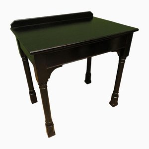 Antique Gothic Ebonized Black Console Table with Drawer