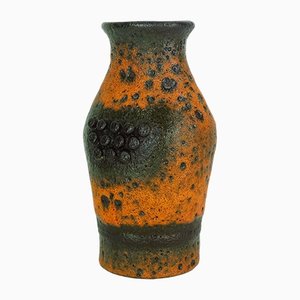 Vase Fat Lava Vintage Orange Marron Modèle No. 560/20 de Ü-Keramik