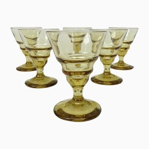 Bicchieri Lica Art Déco color ambra, anni '20, set di 6