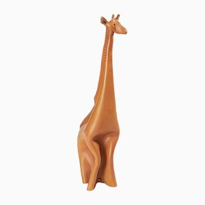 Giraffa piccola in pelle color cognac di DERU Germany