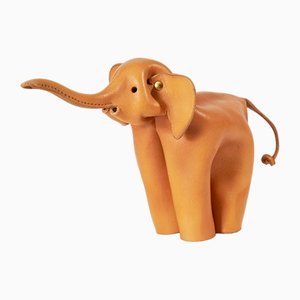 Elefante piccolo in pelle color cognac di DERU Germany