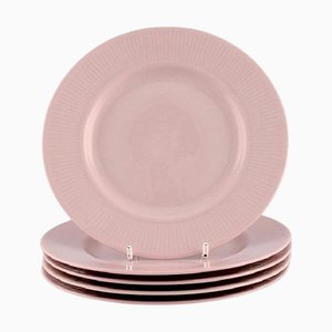 Arabia Plates in Pink Glazed Porcelain, Mid-20th Century, Set of 5