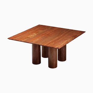 Mesa de comedor Il Collonato de travertino rojo atribuida a Mario Bellini para Cassina, años 70