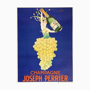 French Champagne Advertising Poster by Joseph Stall for Joseph Perrier, 1930s