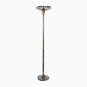 Chromed Metal and Brass Ministerial Floor Lamp from Drummond, 1970s