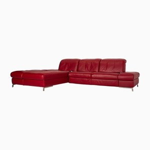 Red Leather Planopoly Corner Sofa from Himolla