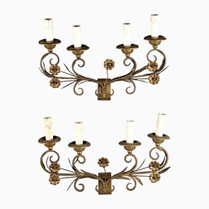 Brass Wall Lamps, Italy, 20th Century, Set of 2