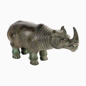 Silberne Rhinocerus Skulptur, 1960er